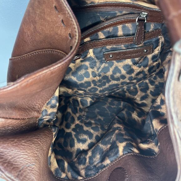 B Makowski Handbag Leather Shoulder Bag Pebbled Medium Brown Hobo Slouch Bag - Picture 4 of 6